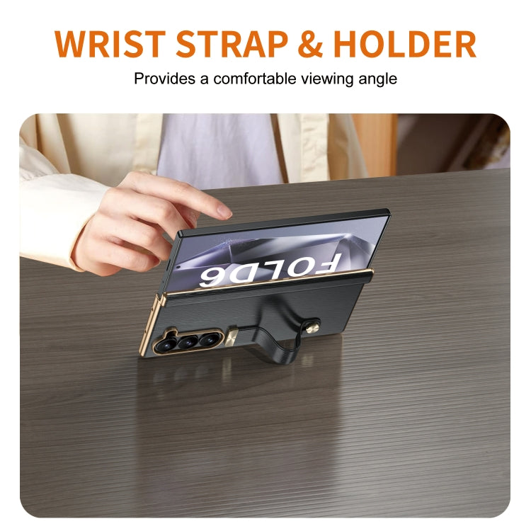 For Galaxy Z Fold6 Retractable Wrist Strap Invisible Stand Phone Case