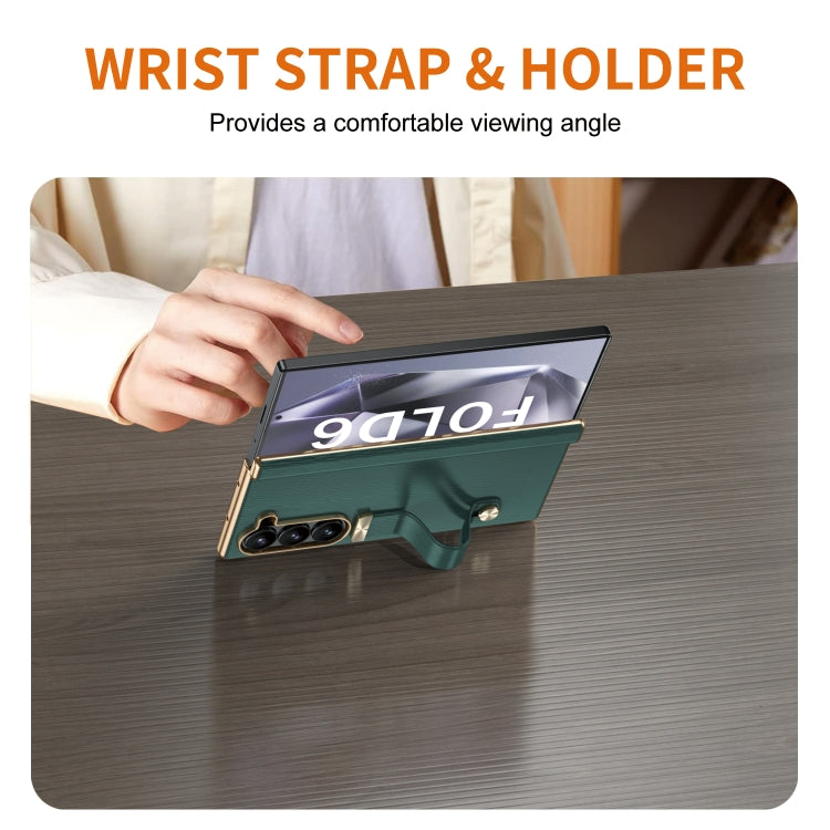 For Galaxy Z Fold6 Retractable Wrist Strap Invisible Stand Phone Case