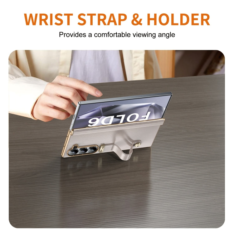 For Galaxy Z Fold6 Retractable Wrist Strap Invisible Stand Phone Case