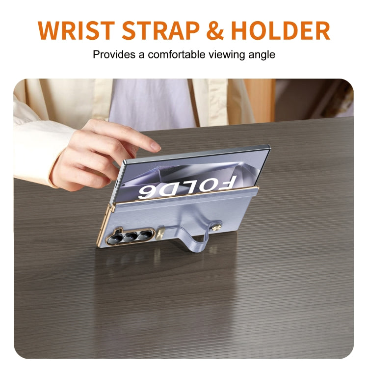 For Galaxy Z Fold6 Retractable Wrist Strap Invisible Stand Phone Case