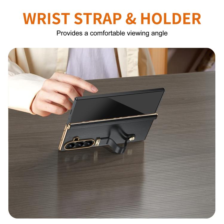 For Galaxy Z Fold7 Retractable Wrist Strap Invisible Stand Phone Case