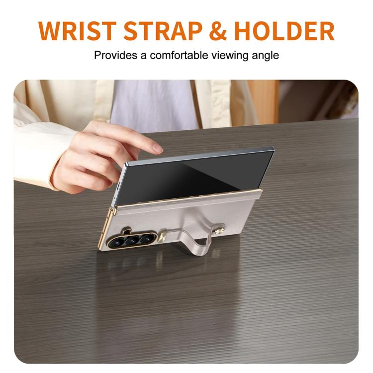 For Galaxy Z Fold7 Retractable Wrist Strap Invisible Stand Phone Case