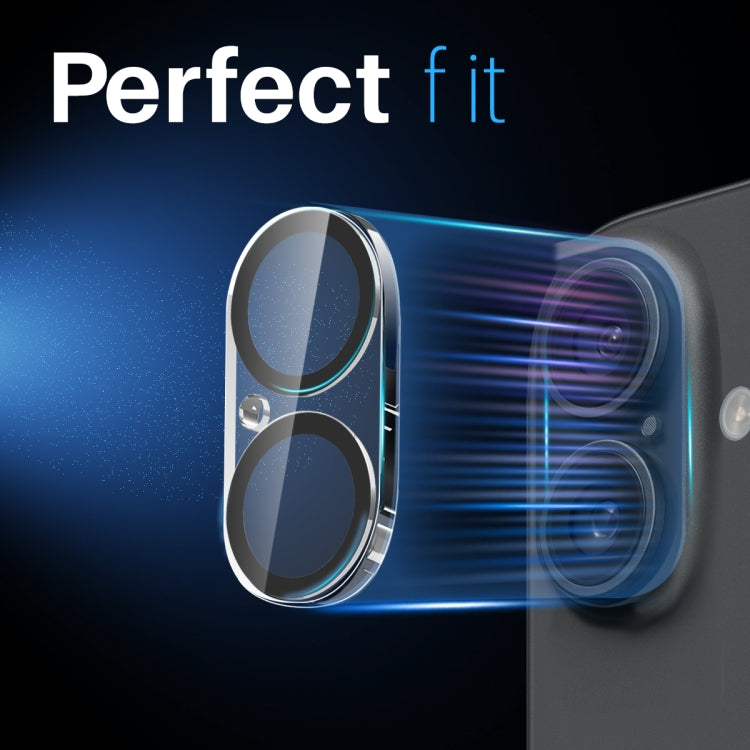 For iPhone 16 / 16 Plus NORTHJO Camera Lens Protector 3D Night Shot Tempered Glass Film - Black