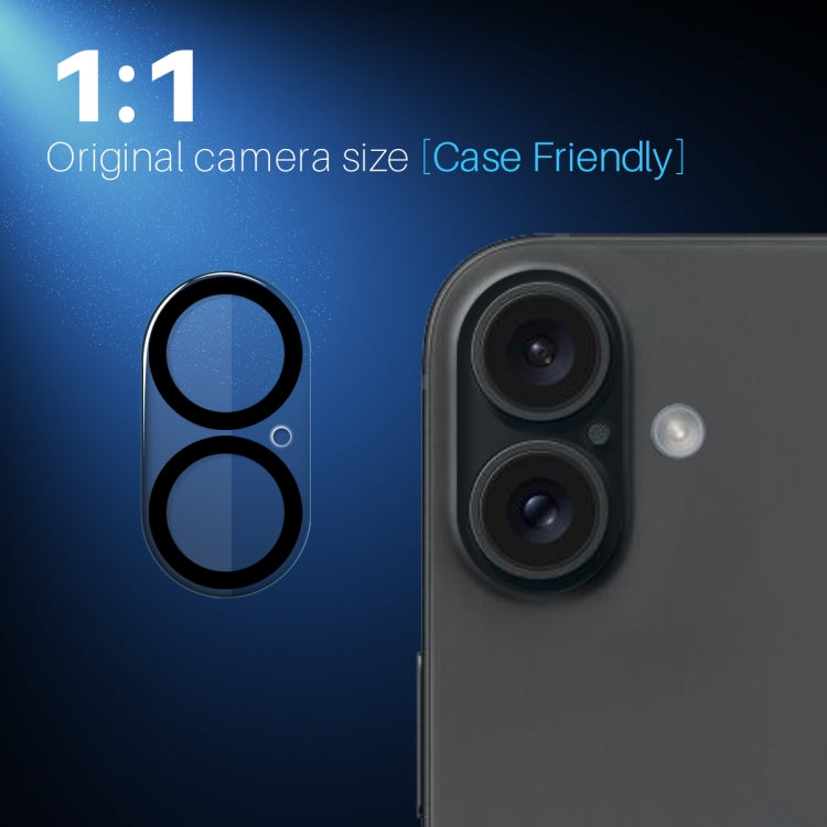 For iPhone 16 / 16 Plus NORTHJO Camera Lens Protector 3D Night Shot Tempered Glass Film - Black