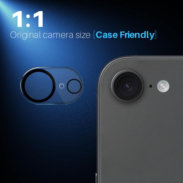 For iPhone 17e / 16e NORTHJO Camera Lens Protector 3D Night Shot Tempered Glass Film - Black