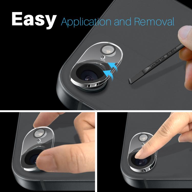 For iPhone 17e / 16e NORTHJO Camera Lens Protector 3D Night Shot Tempered Glass Film - Black