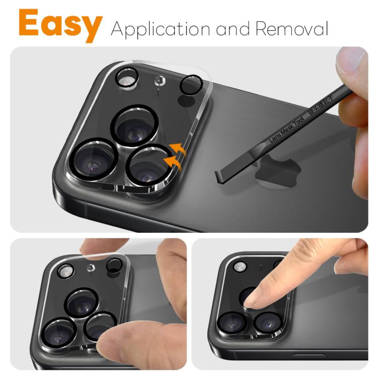 For iPhone 17 Pro NORTHJO Camera Lens Protector 3D Night Shot Tempered Glass Film - Black