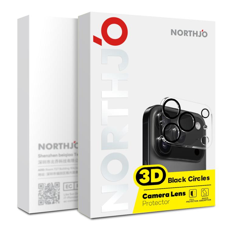 For iPhone 17 NORTHJO Camera Lens Protector 3D Night Shot Tempered Glass Film - Black