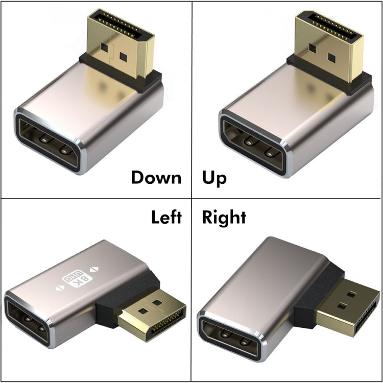 JUNSUNMAY 8K 60Hz PD1.4 Male Displayport to Female Displayport Adapter Converter, Angle:Down