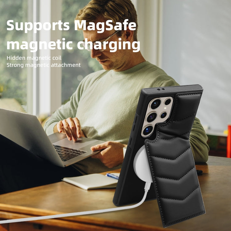 For Samsung Galaxy S22 5G Down Jacket Card Bag Holder MagSafe Phone Case