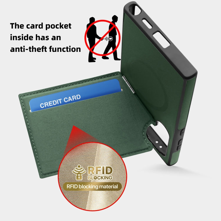 For Samsung Galaxy S23 5G Down Jacket Card Bag Holder MagSafe Phone Case