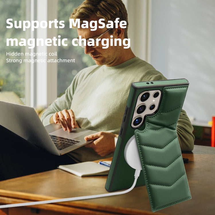 For Samsung Galaxy S24 5G Down Jacket Card Bag Holder MagSafe Phone Case