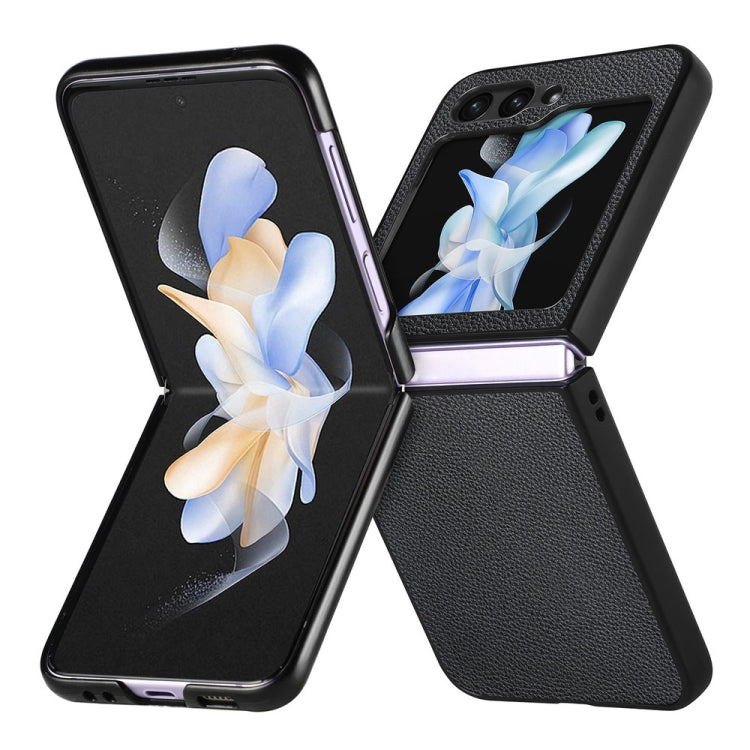 For Samsung Galaxy Z Flip6 / Flip7 FE JUNSUNMAY Lichee Texture Leather Skin PC Folding Phone Case