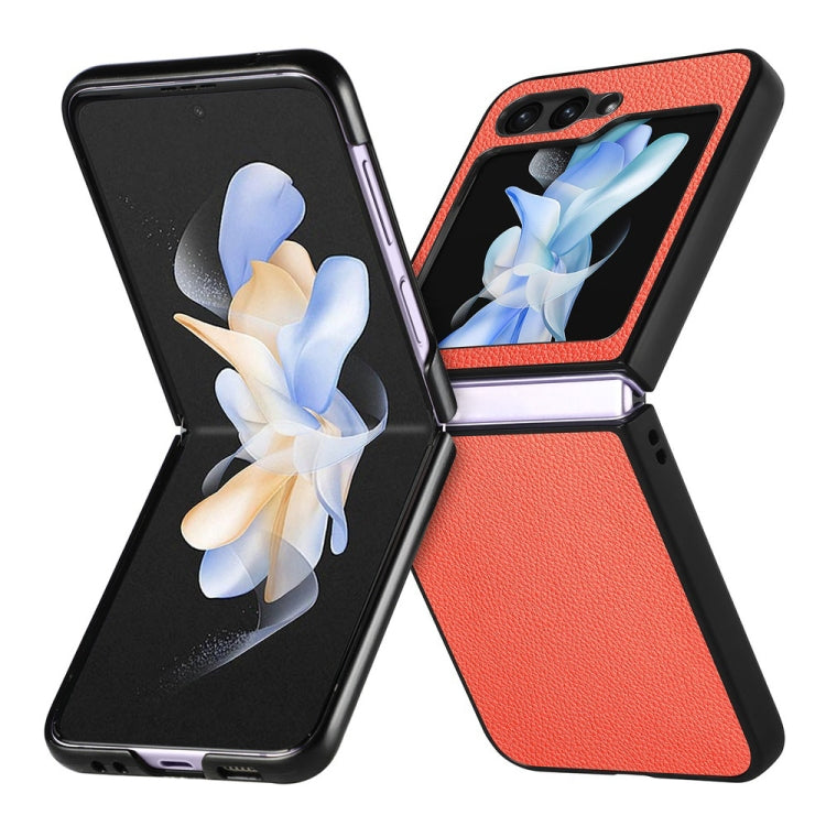 For Samsung Galaxy Z Flip6 / Flip7 FE JUNSUNMAY Lichee Texture Leather Skin PC Folding Phone Case