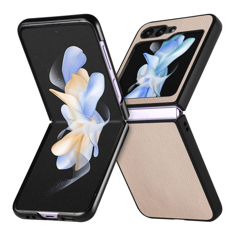 For Samsung Galaxy Z Flip6 / Flip7 FE JUNSUNMAY Lichee Texture Leather Skin PC Folding Phone Case