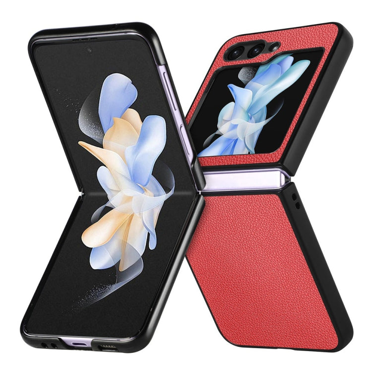 For Samsung Galaxy Z Flip6 / Flip7 FE JUNSUNMAY Lichee Texture Leather Skin PC Folding Phone Case