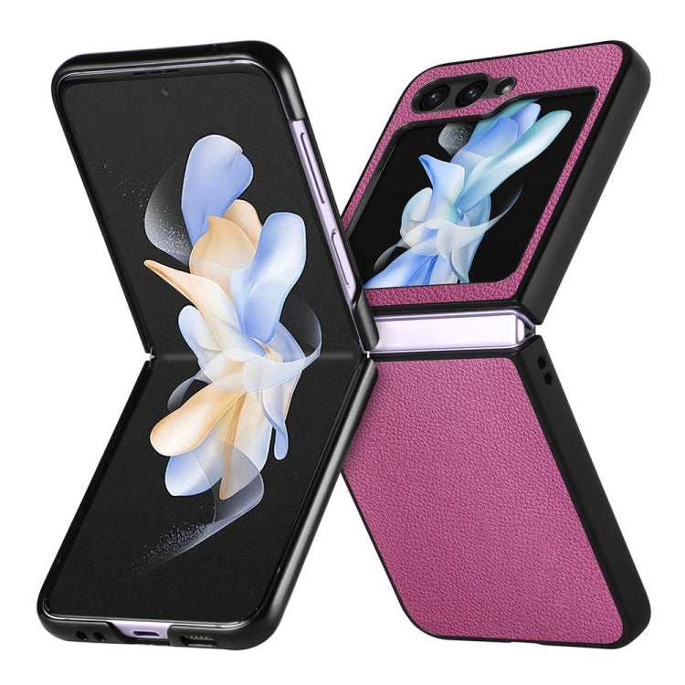 For Samsung Galaxy Z Flip6 / Flip7 FE JUNSUNMAY Lichee Texture Leather Skin PC Folding Phone Case