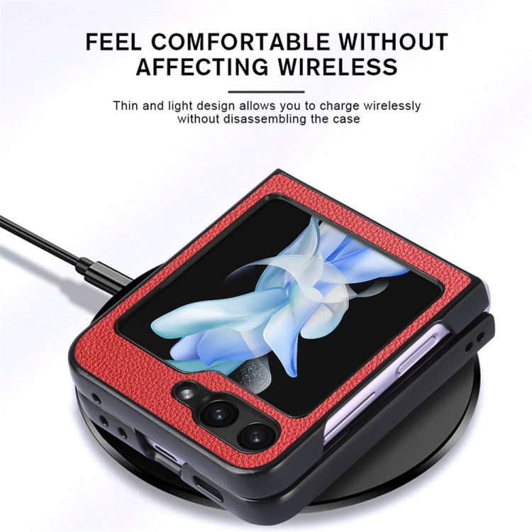 For Samsung Galaxy Z Flip6 / Flip7 FE JUNSUNMAY Lichee Texture Leather Skin PC Folding Phone Case