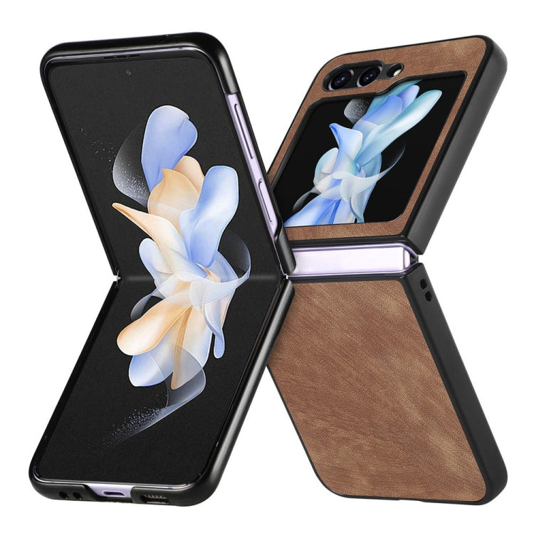 For Samsung Galaxy Z Flip6 / Flip7 FE JUNSUNMAY Retro Pattern Leather Skin PC Folding Phone Case