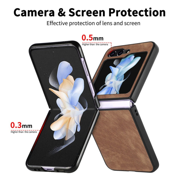 For Samsung Galaxy Z Flip6 / Flip7 FE JUNSUNMAY Retro Pattern Leather Skin PC Folding Phone Case