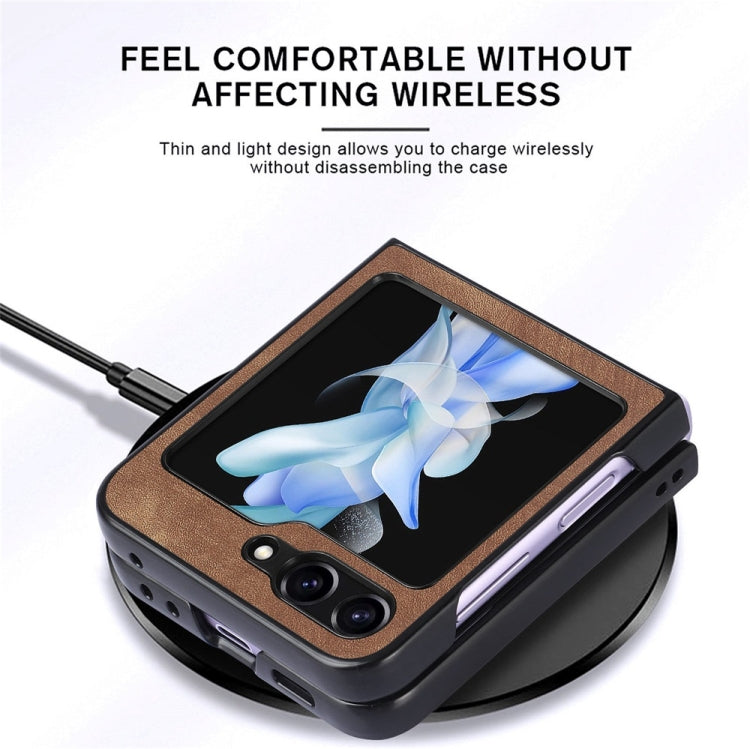 For Samsung Galaxy Z Flip6 / Flip7 FE JUNSUNMAY Retro Pattern Leather Skin PC Folding Phone Case