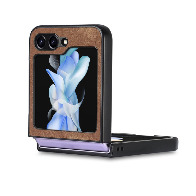 For Samsung Galaxy Z Flip6 / Flip7 FE JUNSUNMAY Retro Pattern Leather Skin PC Folding Phone Case