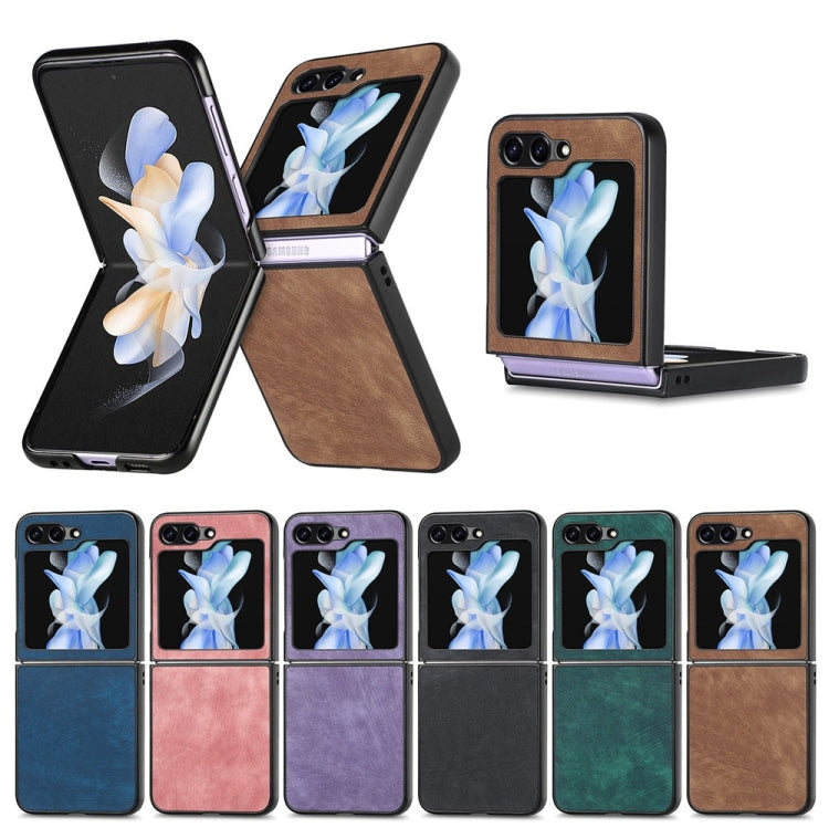 For Samsung Galaxy Z Flip6 / Flip7 FE JUNSUNMAY Retro Pattern Leather Skin PC Folding Phone Case