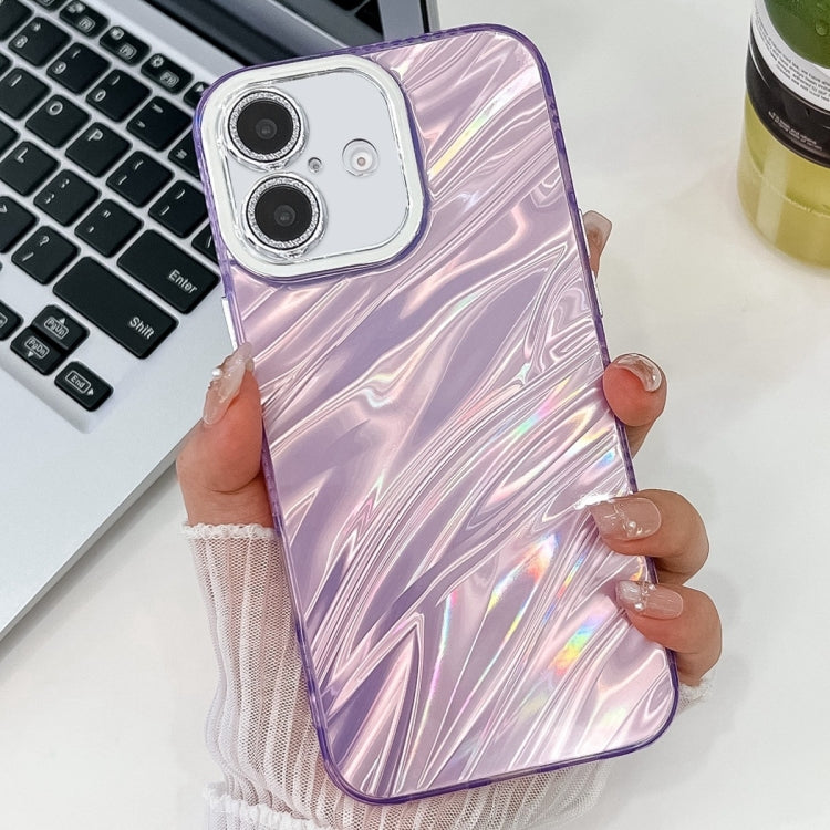 For iPhone 14 Plating Glitter Texture TPU Phone Case with Lens Film