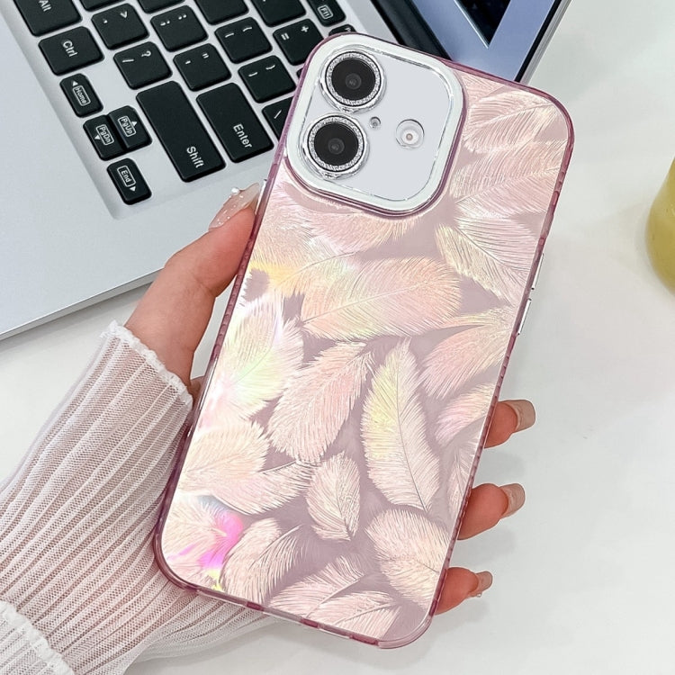 For iPhone 16 Plating Glitter Texture TPU Phone Case with Lens Film
