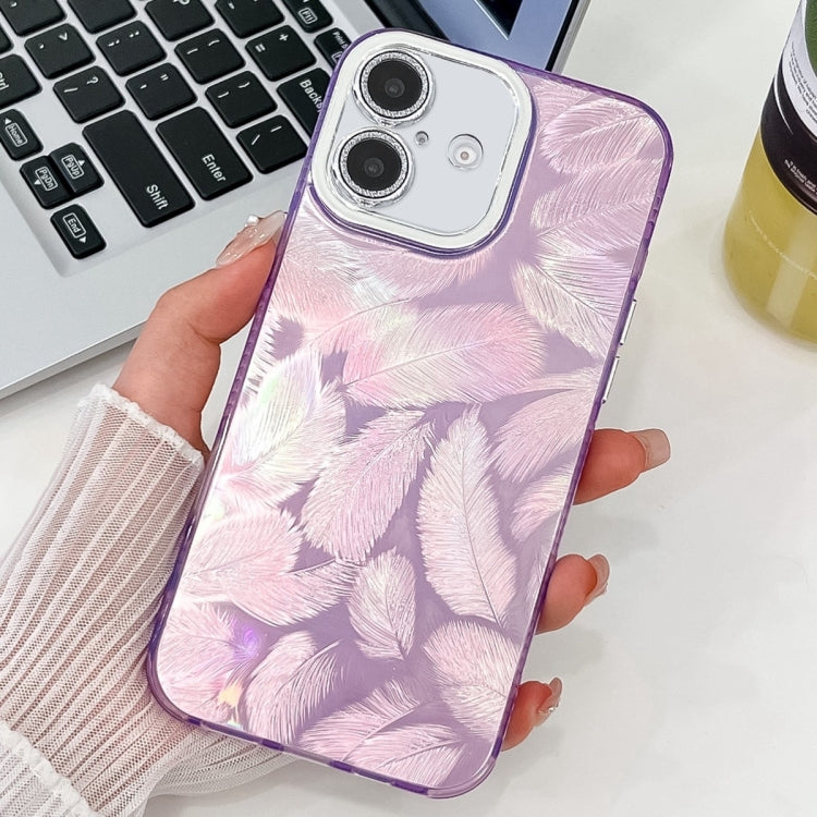For iPhone 16 Plating Glitter Texture TPU Phone Case with Lens Film