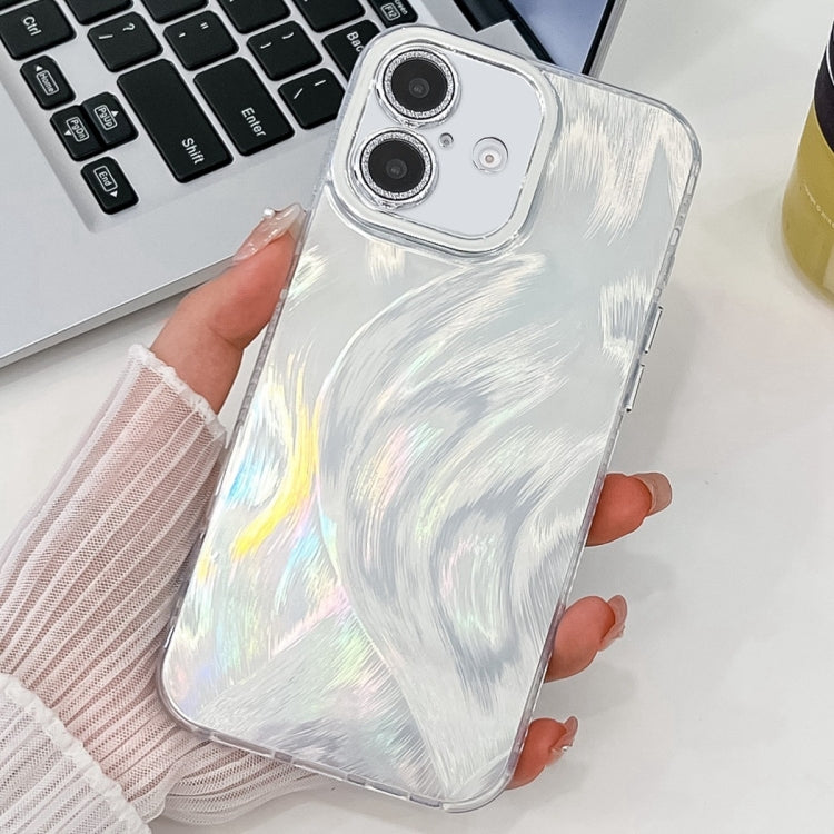 For iPhone 16 Plating Glitter Texture TPU Phone Case with Lens Film