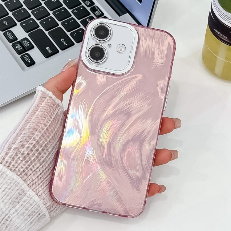 For iPhone 16 Plating Glitter Texture TPU Phone Case with Lens Film
