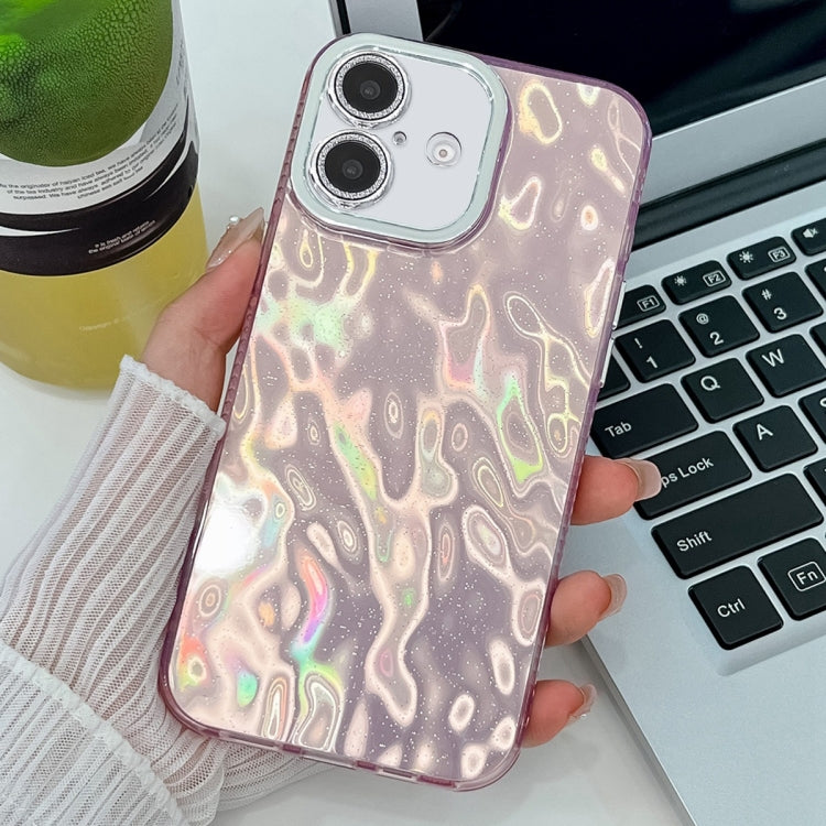 For iPhone 16 Plating Glitter Texture TPU Phone Case with Lens Film