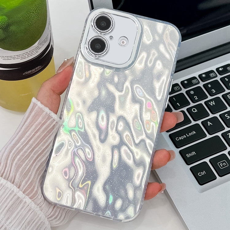 For iPhone 16 Plating Glitter Texture TPU Phone Case with Lens Film