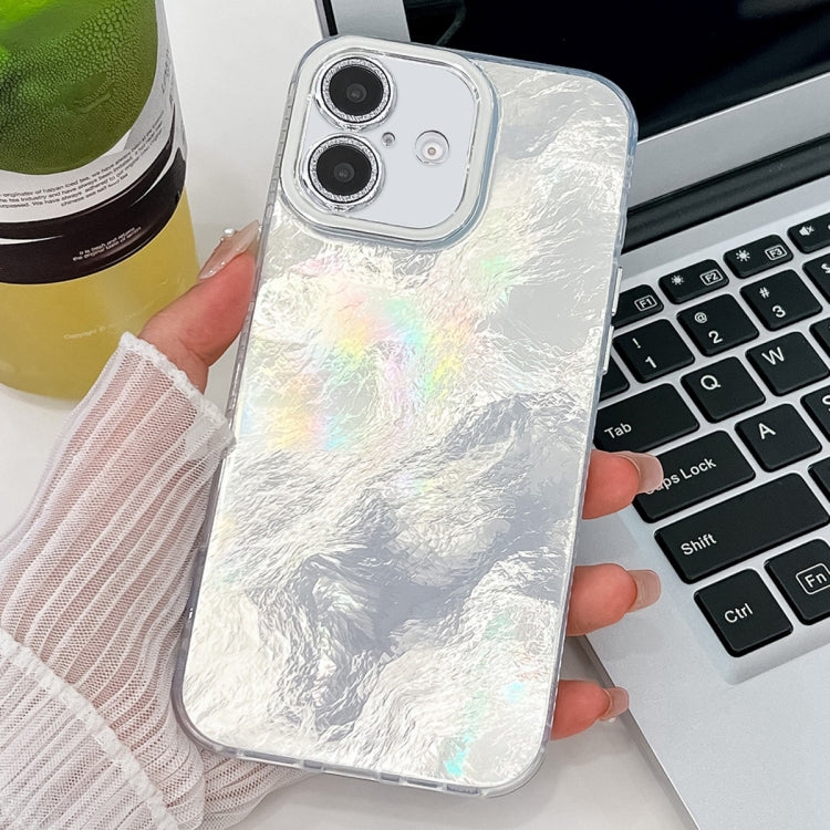 For iPhone 16 Plating Glitter Texture TPU Phone Case with Lens Film