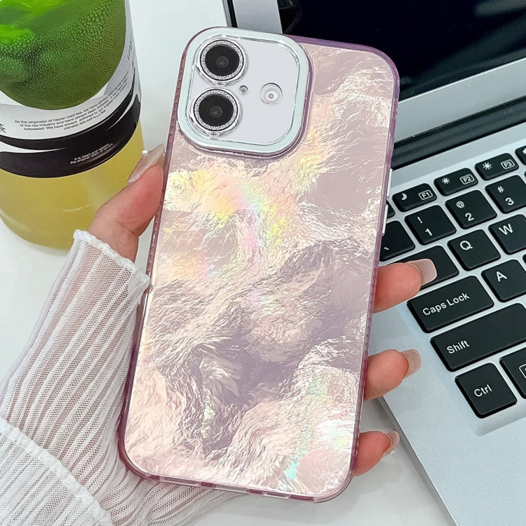 For iPhone 16 Plating Glitter Texture TPU Phone Case with Lens Film