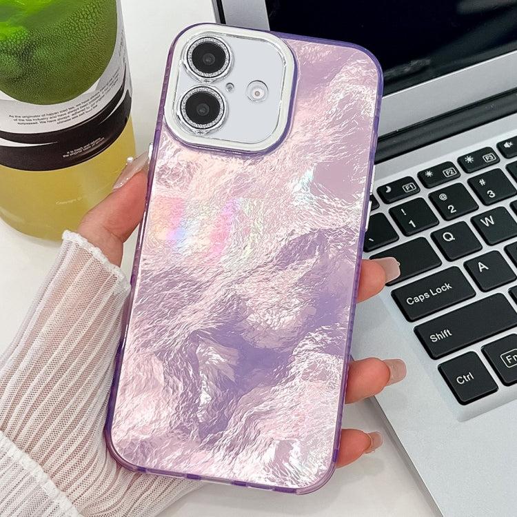 For iPhone 16 Plating Glitter Texture TPU Phone Case with Lens Film
