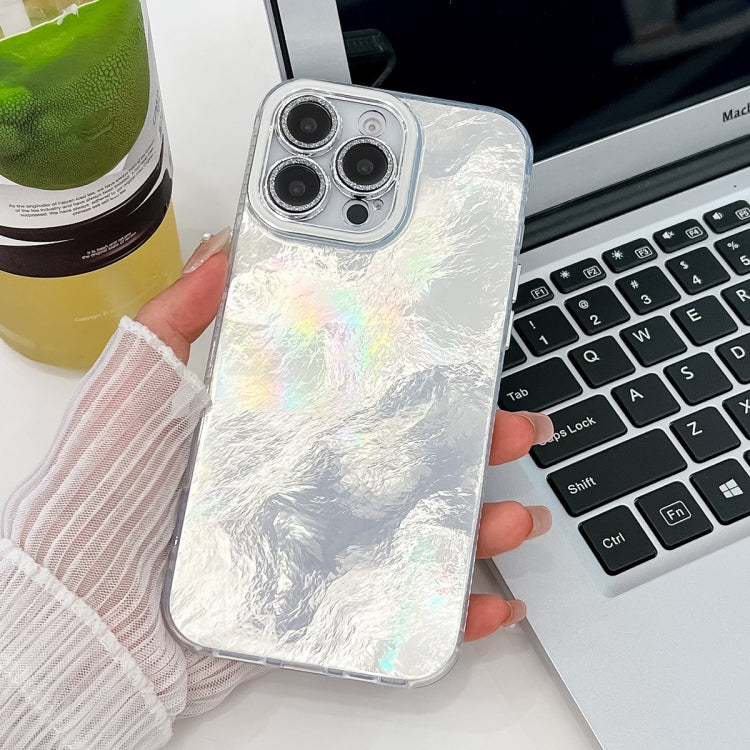 For iPhone 15 Pro Max Plating Glitter Texture TPU Phone Case with Lens Film