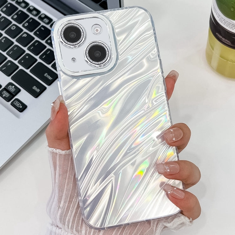 For iPhone 15 Plating Glitter Texture TPU Phone Case with Lens Film