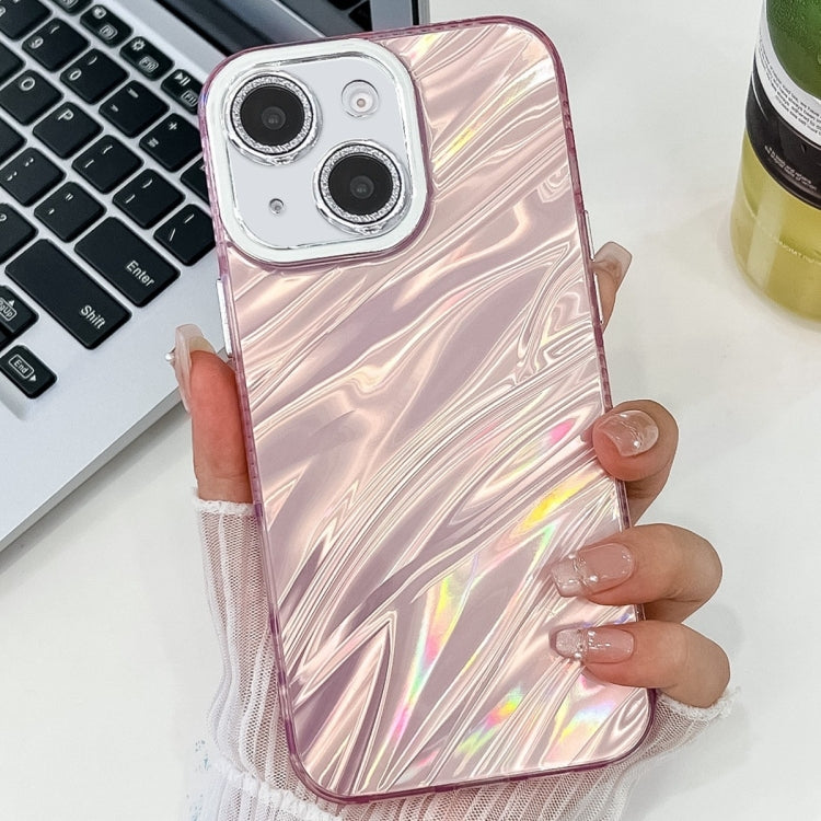 For iPhone 15 Plating Glitter Texture TPU Phone Case with Lens Film