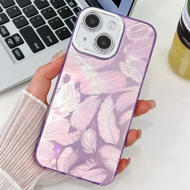 For iPhone 15 Plating Glitter Texture TPU Phone Case with Lens Film