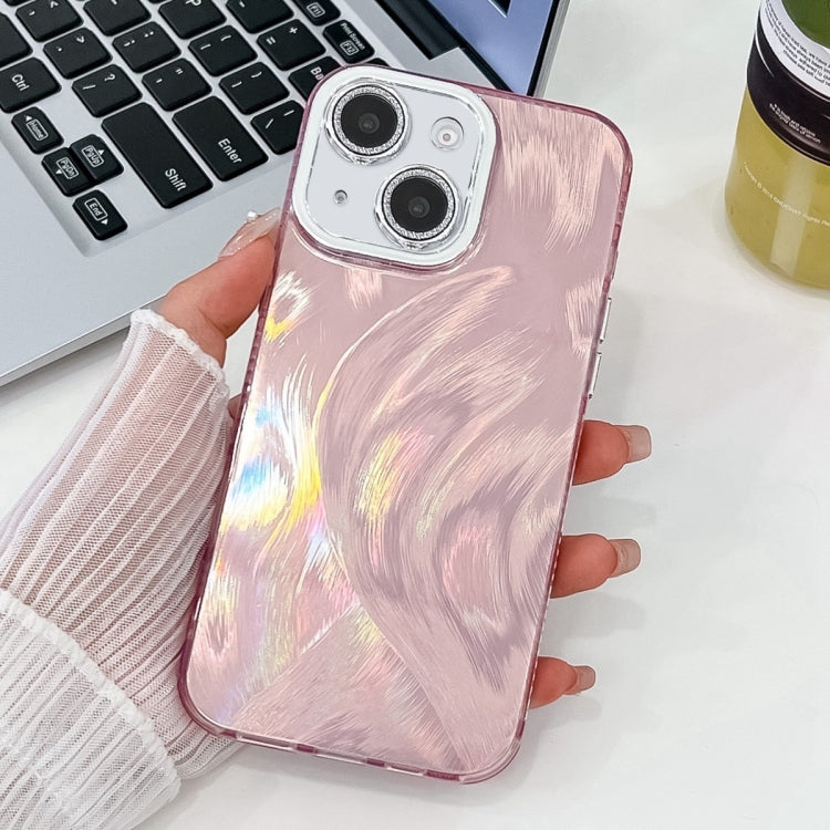 For iPhone 15 Plating Glitter Texture TPU Phone Case with Lens Film