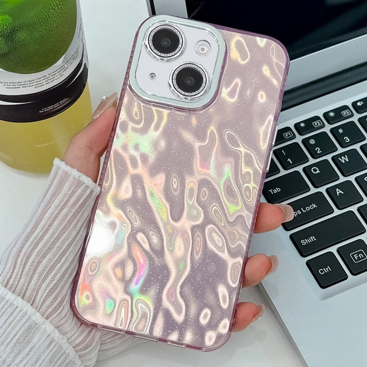 For iPhone 15 Plating Glitter Texture TPU Phone Case with Lens Film