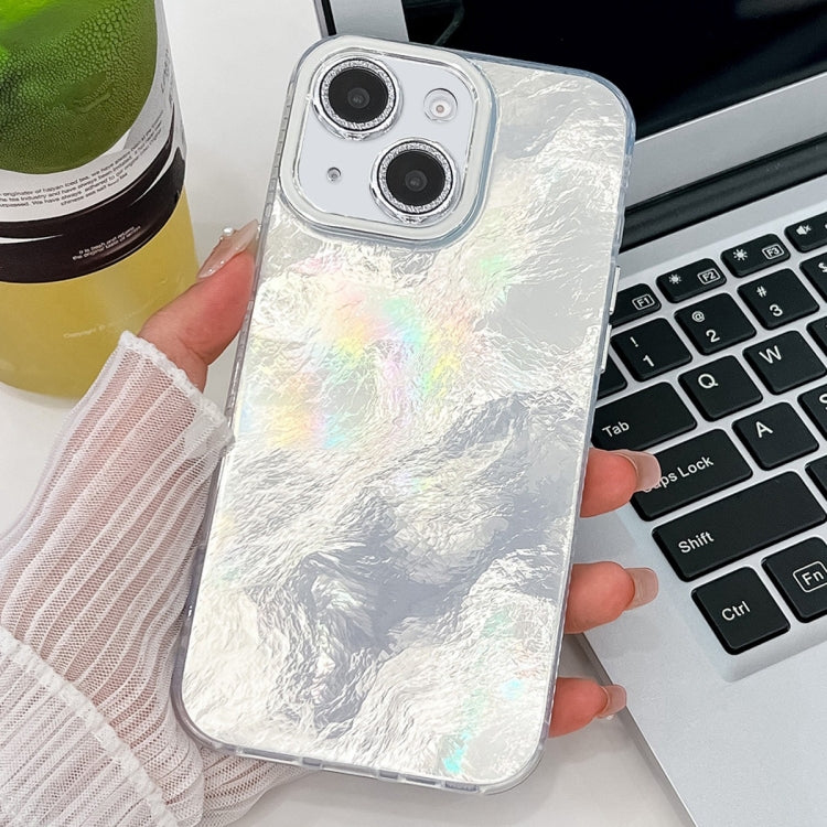 For iPhone 15 Plating Glitter Texture TPU Phone Case with Lens Film
