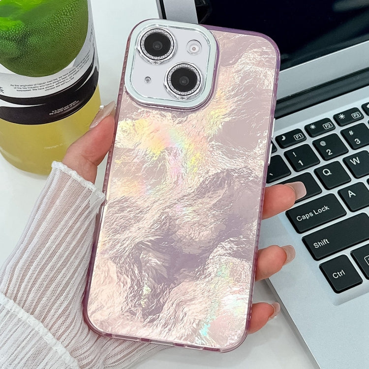 For iPhone 15 Plating Glitter Texture TPU Phone Case with Lens Film