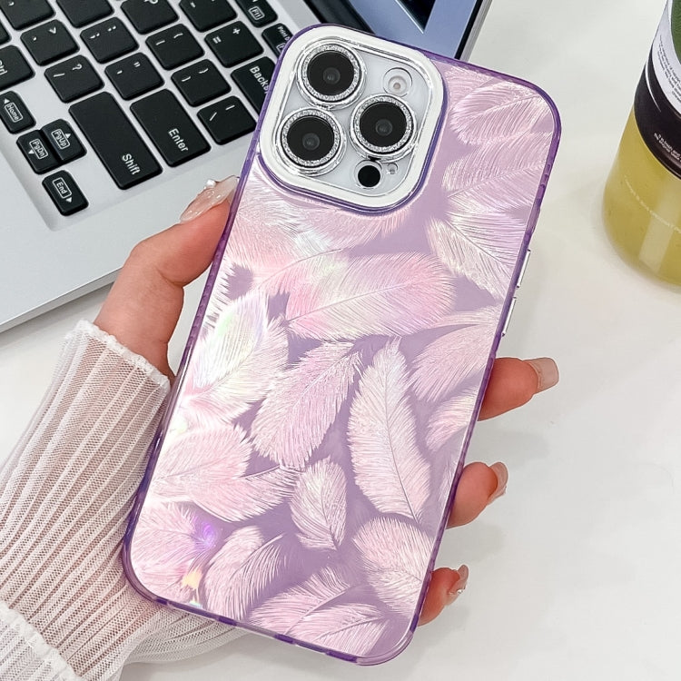 For iPhone 14 Pro Plating Glitter Texture TPU Phone Case with Lens Film