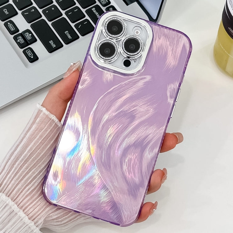 For iPhone 14 Pro Plating Glitter Texture TPU Phone Case with Lens Film