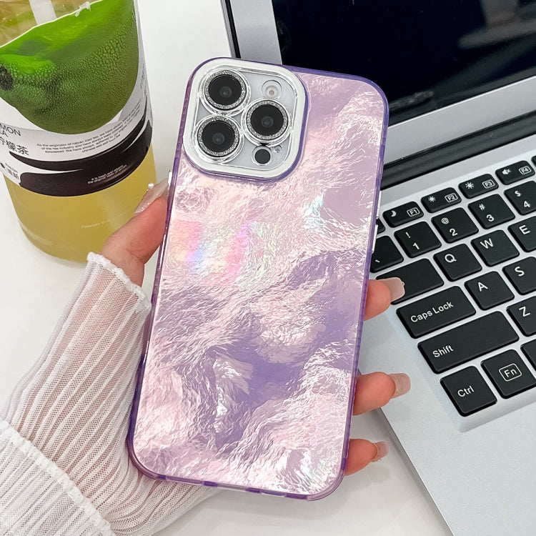 For iPhone 14 Pro Plating Glitter Texture TPU Phone Case with Lens Film