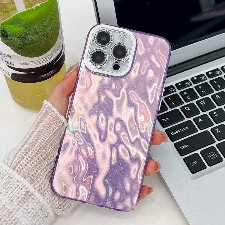 For iPhone 13 Pro Max Plating Glitter Texture TPU Phone Case with Lens Film