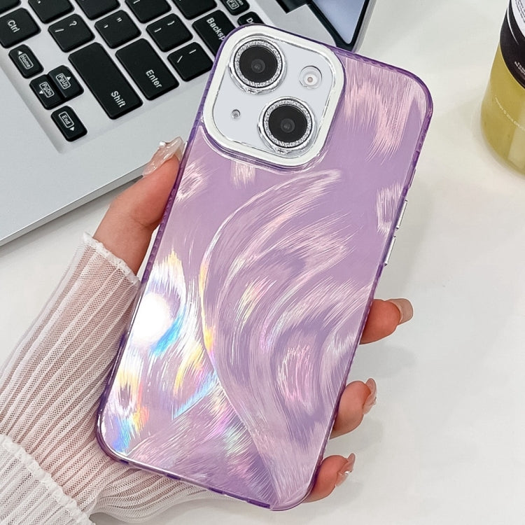 For iPhone 13 Plating Glitter Texture TPU Phone Case with Lens Film
